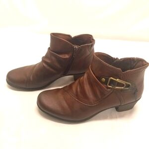 Earth Origins Woman Size 7.5 Maggie Brown Vegan Leather Ankle Boots Side Zipper